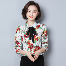 Longgar Perempuan Lengan Panjang Musim Semi Baru Baju Dalaman Kemeja Jersey Rayon (Warna Dasar Putih Warna)