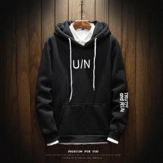 Jaket Olahraga Bertopi Pria Gaya Korea (Hitam) (Hitam)