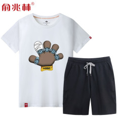 Longgar Pria You Meningkatkan Ukuran Bola Keranjang Lengan Bang Pendek Kaos (Putih (Kobe Bryant Sarung Tangan) + Celana Hitam Pendek (Warna Polos))