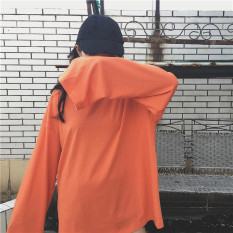 Longgar Sederhana Warna Polos Perempuan Musim Semi atau Musim Gugur Putih Baju Dalaman Kaos (Oranye)