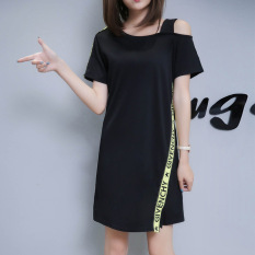 Longgar Setengah Panjang Model Yard Besar Lengan Pendek Bawahan Gaun Sling (Merah) baju wanita dress wanita Gaun wanita