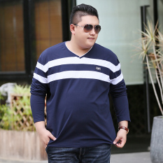 Longgar XXL Terlihat Langsing Orang Gemuk Baju Musim Gugur Kaus (107 Biru)
