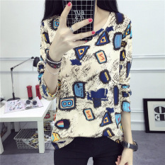 Kaos Wanita Lengan Panjang Motif Tulisan Model Longgar Gaya Korea (228 * foto warna)