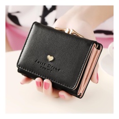 Louis Dompet Clutch Compact Wanita Ring Lipat 3 Import - Hitam