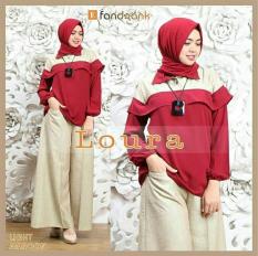 Loura set 3in1 Maroon.. bhn full jersey super.blouse aksen list bagian depan