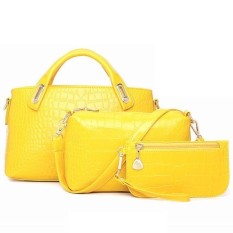 Loveena Set dari 3 Kulit Buaya Buatan Dompet Tas Selempang Tas Tote Tas Tangan 902