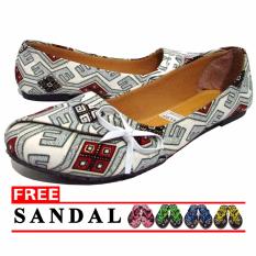LT Flat Shoes Balet Batik - Putih