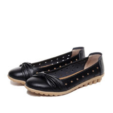 Perempuan Sandal Summer Model Crocs Rambut Sepatu Kulit Teplek Mama Kulit Kupu-kupu Simpul (Hitam)