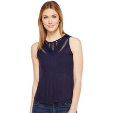 Lucky Brand Womens Mixed Lace Yoke Tank Top, Angkatan Laut Amerika,-Intl