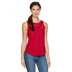 Lucky Brand Womens Mixed Lace Yoke Tank Top, Cerise, - intl