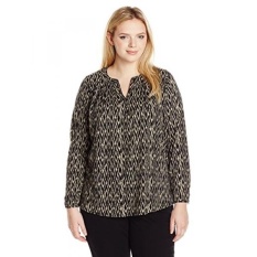 Lucky Brand Womens Plus-Ukuran Ikat Petani Atas, Hitam/Multi, 1X-Intl