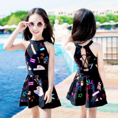 Lucu Bayi Perempuan Children Rok Siam Berenang Baju Renang Baju Renang (Hitam)
