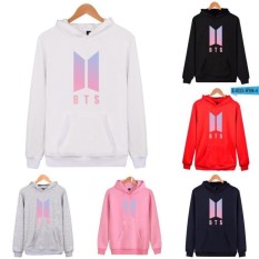 Lunar Valley 6 Warna Terbaru Kaus Bertudung Sweter Tanpa Kancing Pria/Wanita Modis Atasan Plus Dicetak Lengan Panjang BTS Kpop Hoodie mantel Jaket Bulu Tipis Ukuran XS-XXXXL-Merah Muda-XL-Internasional