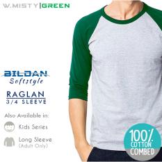 lunashop fashion model atasan kaos raglan panjang warna hijau kombi abu