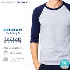 lunashop fashion model atasan kaos raglan warna navy kombi abu