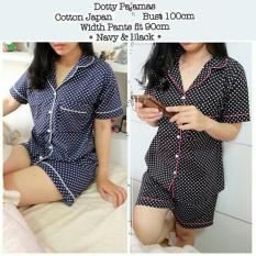 lunashop fashion piyama baju tidur motif polkadot celana pendek