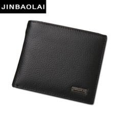 Mewah Dompet Kulit Asli 100% Fashion Short Bifold Dompet Pria Kasual Solid Pria Dompet dengan COIN POCKET Dompet Male Dompet (hitam) -Intl