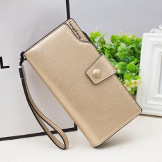 LWS Wanita Fashion Dompet Multifungsi Panjang Dompet Zipper Kapasitas Besar Perubahan Tas Ponsel (Warna: Emas) -Intl