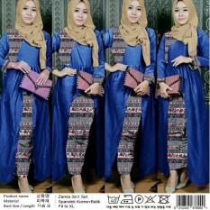 LX ZAMIA 3IN1 SET GAMIS BATIK BIRU BAJU MUSLIM WANITA DEWASA MURAH CEWEK KEKINIAN GROSIR TANAH ABANG