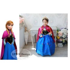 Lynn Design - Baju Dress Kostum anak gaun pesta Frozen Princess Anna elsa Jubah Merah
