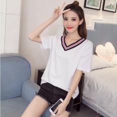 M-Y Murni Cotton V Collar T-shirt-putih-Intl