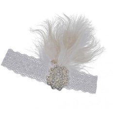 MagiDeal Diamante Feather Headband 1920s Gatsby Headpiece Fancy Dress Hair Band - intl