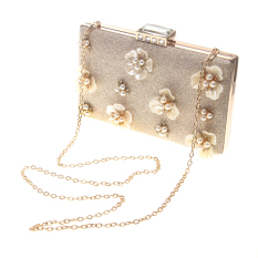 MagiDeal Pernikahan Rose Bunga Clutch Bag Bridal Satu Bahu Aslant Dompet Tas Tangan Emas-Internasional