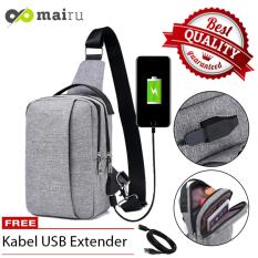 Mairu 329 Tas Selempang Pria Anti Maling Messenger Sling Bag Import With USB Charger Support For Iphone Ipad Mini Xiaomi Samsung Tab Tablet 8'' Anti Theft