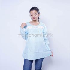 Mama Hami Baju Hamil Atasan Lengan Panjang Hamil Menyusui Ratna - Biru Muda