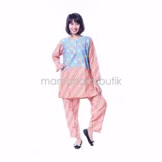Mama Hamil Babydolls Hamil Muslim Batik Lasem Bunga Cantik - Biru