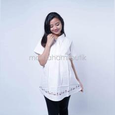 Mama Hamil Baju Hamil Atasan Hamil Menyusui Lengan Pendek Bordir Bunga Bawah - Putih