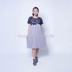 Mama Hamil Baju Hamil Dress Hamil Menysusui Brokat Jenifer Modis - Abu - FREE CD Hamil 1psc