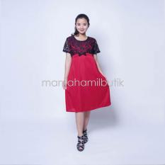 Mama Hamil Baju Hamil Dress Hamil Menysusui Brokat Jenifer Modis - Merah