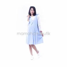 Mama Hamil Baju Hamil Dress Hamil Menyusui Candy Dress Overall Pita Manis - Biru Muda