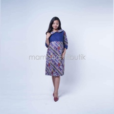 Mama Hamil Baju Hamil Dress Hamil Menyusui Cermen Batik - Biru