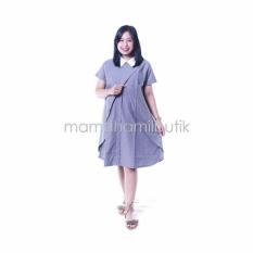 Mama Hamil Baju Hamil Dress Hamil Menyusui Sofie Dress Krah Putih Kerja Modis - Hitam