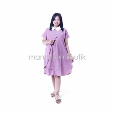 Mama Hamil Baju Hamil Dress Hamil Menyusui Sofie Dress Krah Putih Kerja Modis - Merah