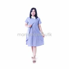 Mama Hamil Baju Hamil Dress Hamil Menyusui Sofie Dress Krah Putih Kerja Modis - Navy
