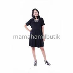 Mama Hamil Baju Hamil Dress Menyusui Kaos Polos Modis - Hitam