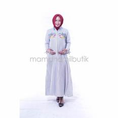 Mama Hamil Baju Hamil Gamis Hamil Menyusui Bunga Mawar Azizah - Hitam