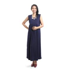 Mama Hamil Baju Hamil Gamis Menyusui Kaos - Biru
