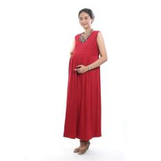 Mama Hamil Baju Hamil Gamis Menyusui Kaos - Hitam