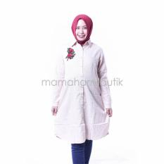 Mama Hamil Baju Hamil Menyusui Tunik Hamil Full Kancing Rose Belle Amina - Cream