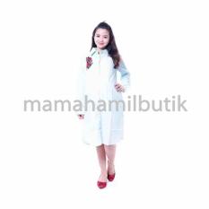 Mama Hamil Baju Hamil Muslim Dress Tunik Katun Bordir Bunga Cantik - Tosca - FREE CD Hamil 1psc