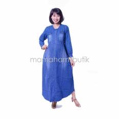 Mama Hamil Baju Hamil Muslim Gamis Hamil Soft Jeans Modis Kancing Depan - Biru Muda