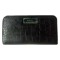 Mango Faux Buaya Dompet Kulit (Hitam)