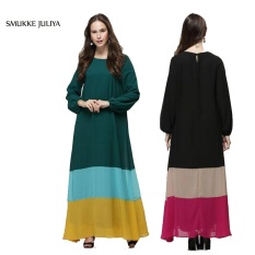 Manufacturers approved Muslim color long dress stripes big skirt dress,Hui nationality costumes, foreign trade Islamic ladies