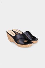 Marie Claire  Women Shoes Wedges Wedge Sandals  Perempuan Sepatu Wedges Wedge Sandal Black Hitam Diskon discount murah bazaar baju celana fashion brand branded