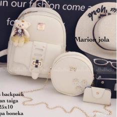 Tas BACKPACK/Ransel/TAS MINI BACKPACK/Tas Anak/Tas 3in1/Tas 4in1/TAS CROS BODY/TAS Drawstring backpack/Tas Messenger/Tas Chanel/Tas Dior/Tas FendI/Tas Louis Vuitton/Tas Prada/Tas Gucci/Tas murah MARION JOLA 3PCS BACKPACK WHITE