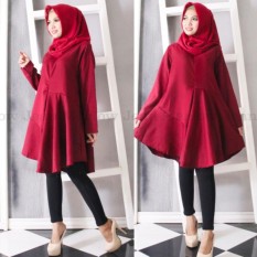 Marlow Jean Baju Wanita Muslim Tunik Blouse Fashion Wanita Muslim Baju Ibu Menyusui - Merah Maroon